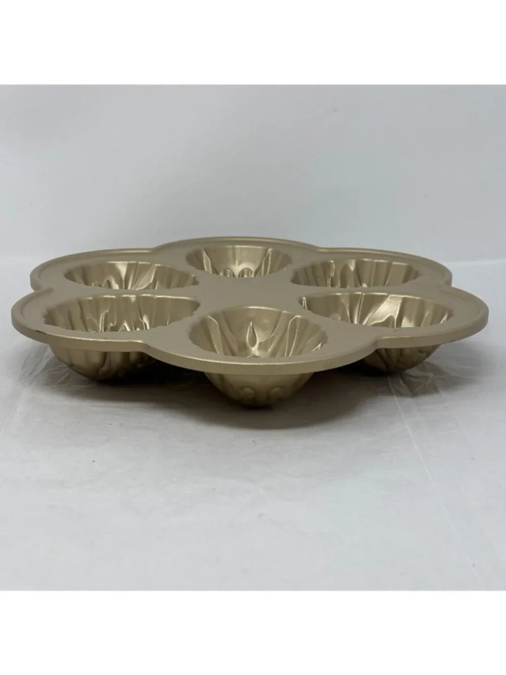 NORDIC WARE Ornamental Egg Cakelet Easter Pan Mold 3 Designs 6 Cavity Gold 2 Cup